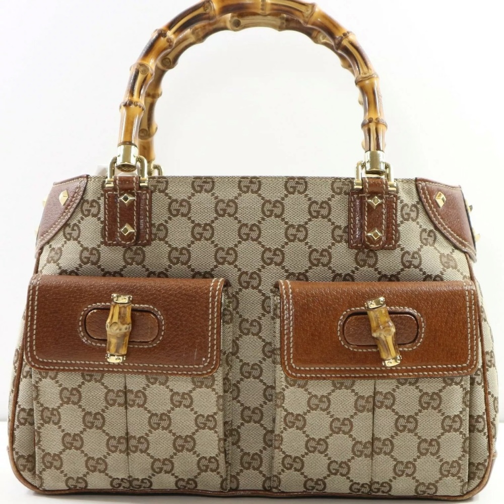 Gucci monogram Canvas with bamboo handle